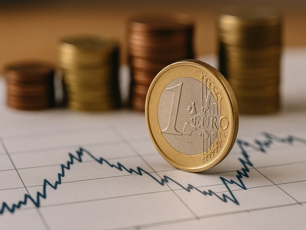 Een papier met de bewegende markten met een stapel geld dat de ECB rente verlaging illustreert